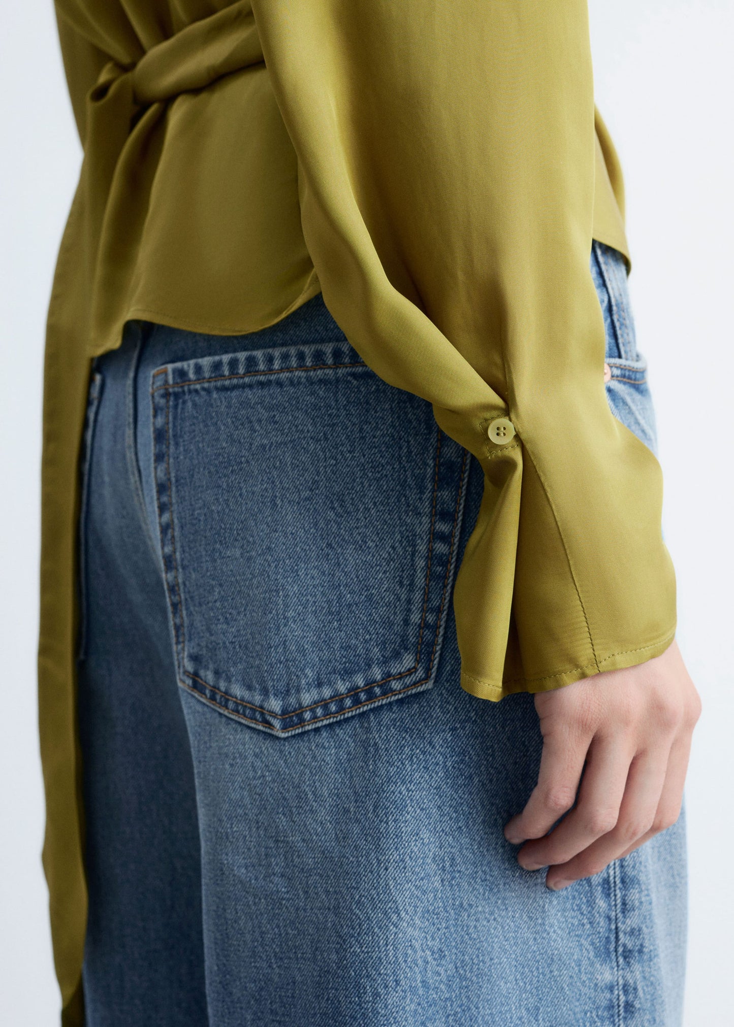Gathered Tie-Belt Blouse