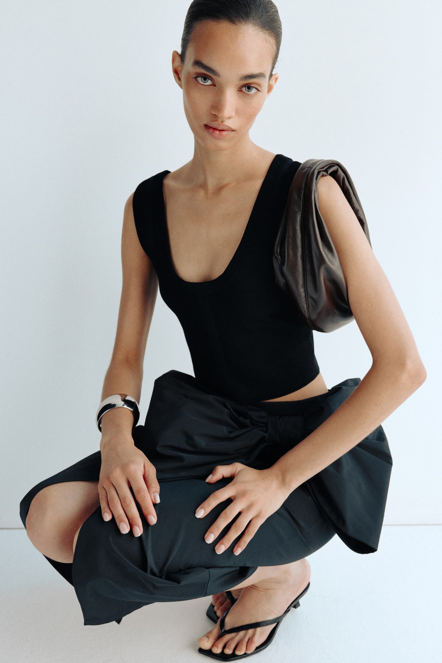 Bow-detail wrap skirt
