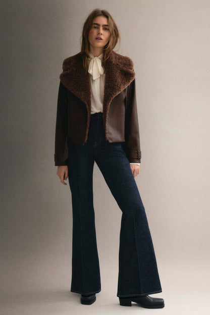 Teddy-collared biker jacket