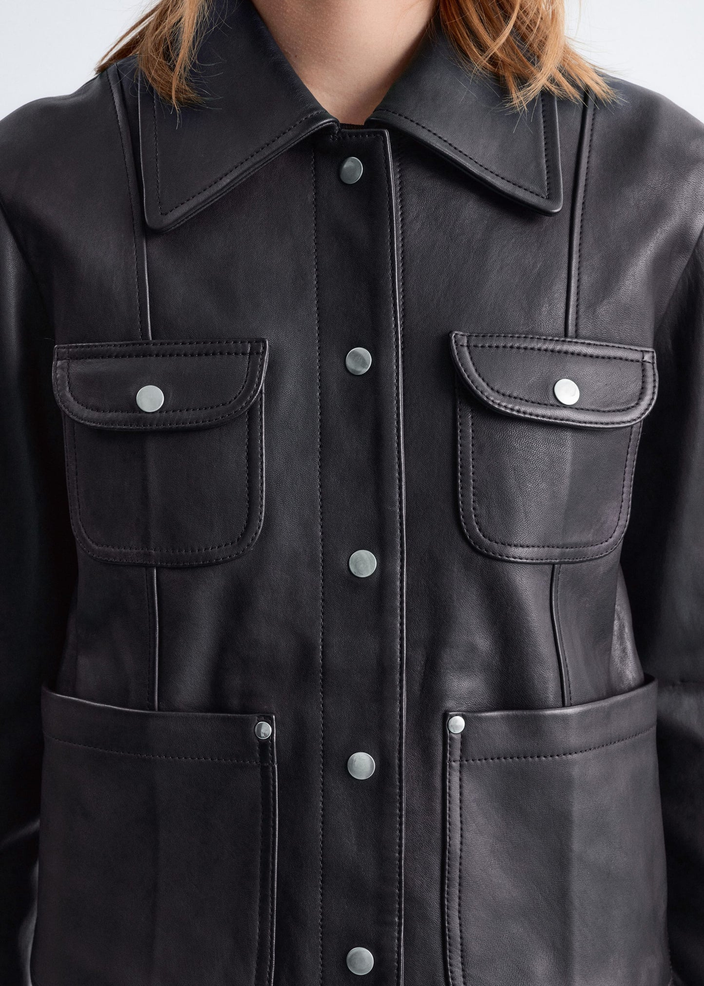 Patch-Pocket Leather Jacket