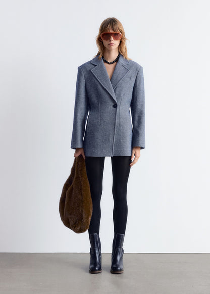 Fitted Shoulder-Pad Blazer