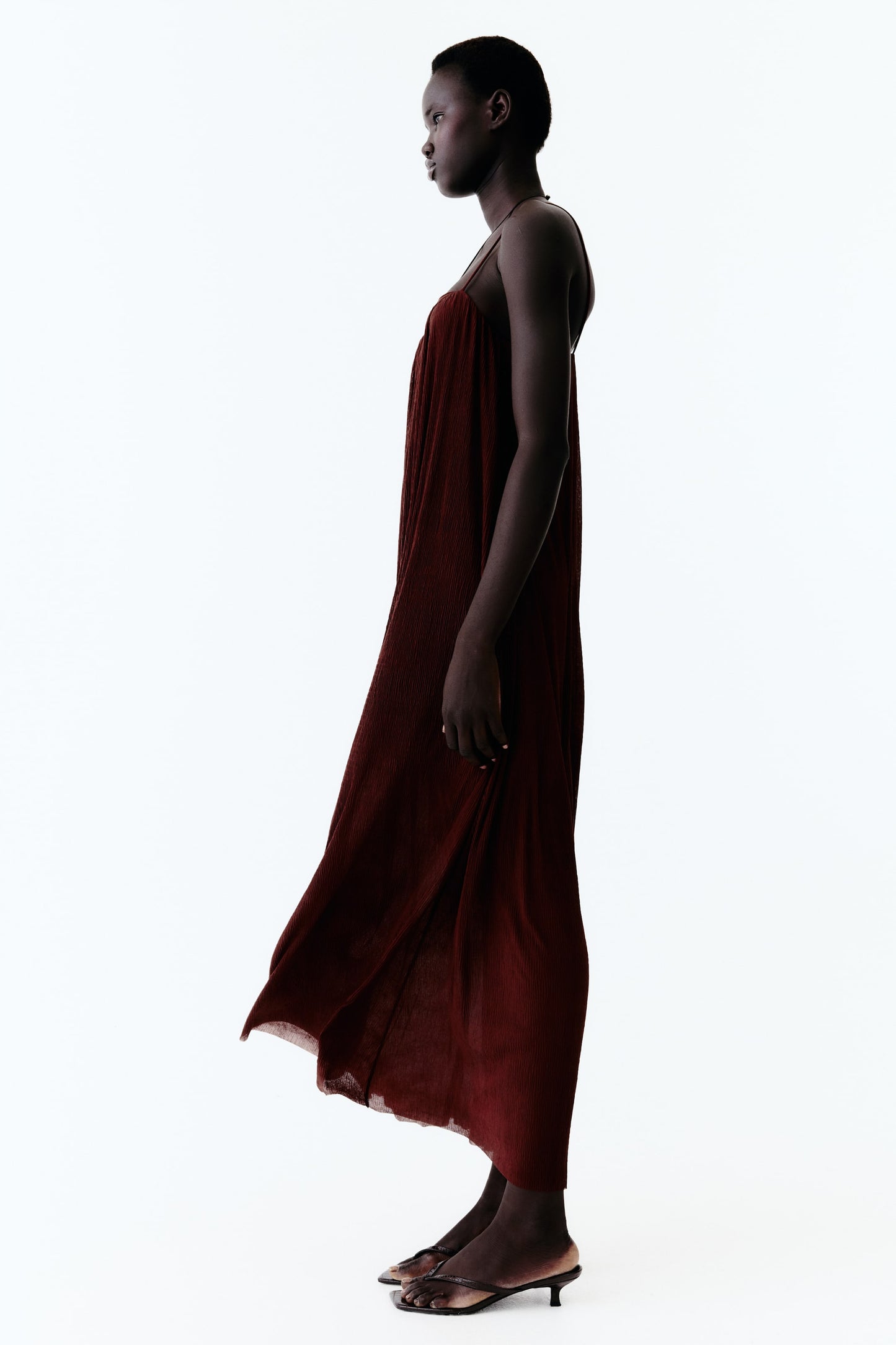 Plissé strappy dress