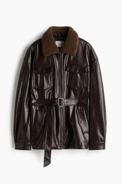 Coated belted jacket