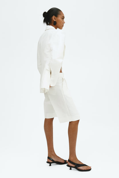 Linen-blend Bermuda shorts