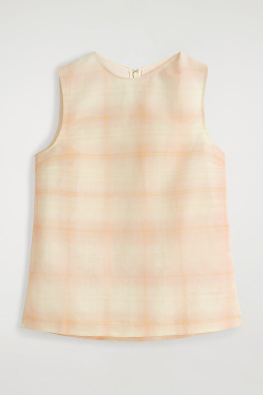 Checked Twisted-Shoulder Top