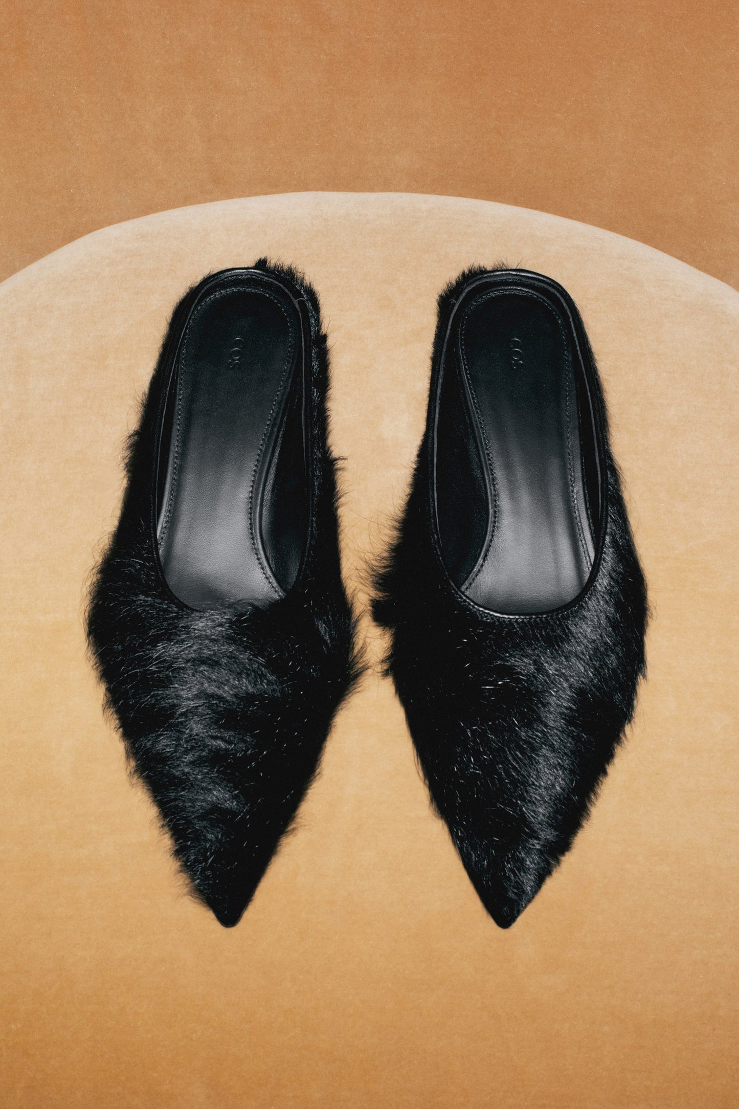 Pointed Pony Hair Mules