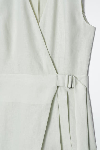 Wrap-Front Linen Jumpsuit