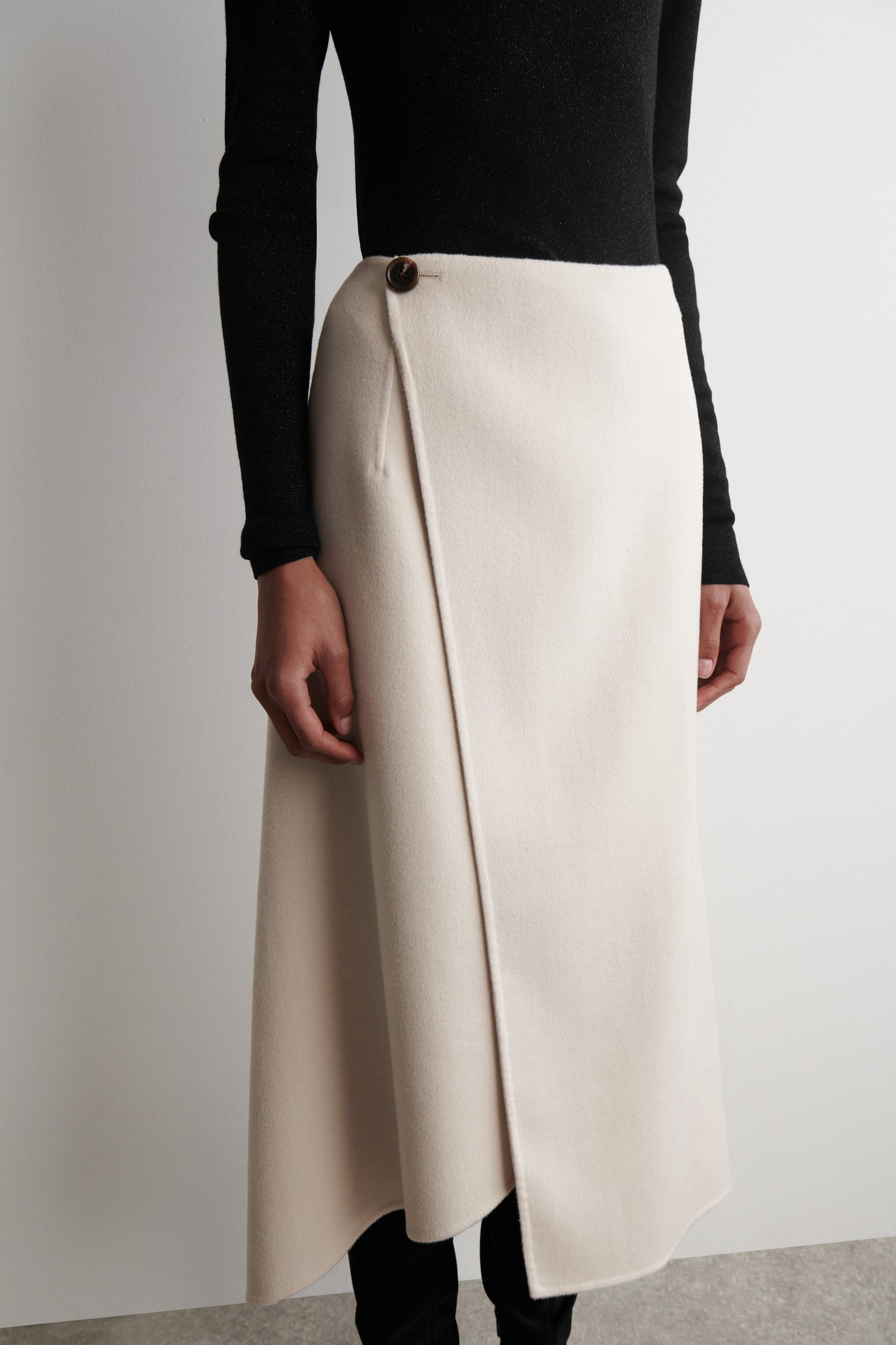 Double-Faced Wool Wrap Skirt