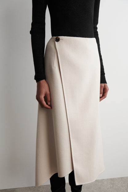 Double-Faced Wool Wrap Skirt