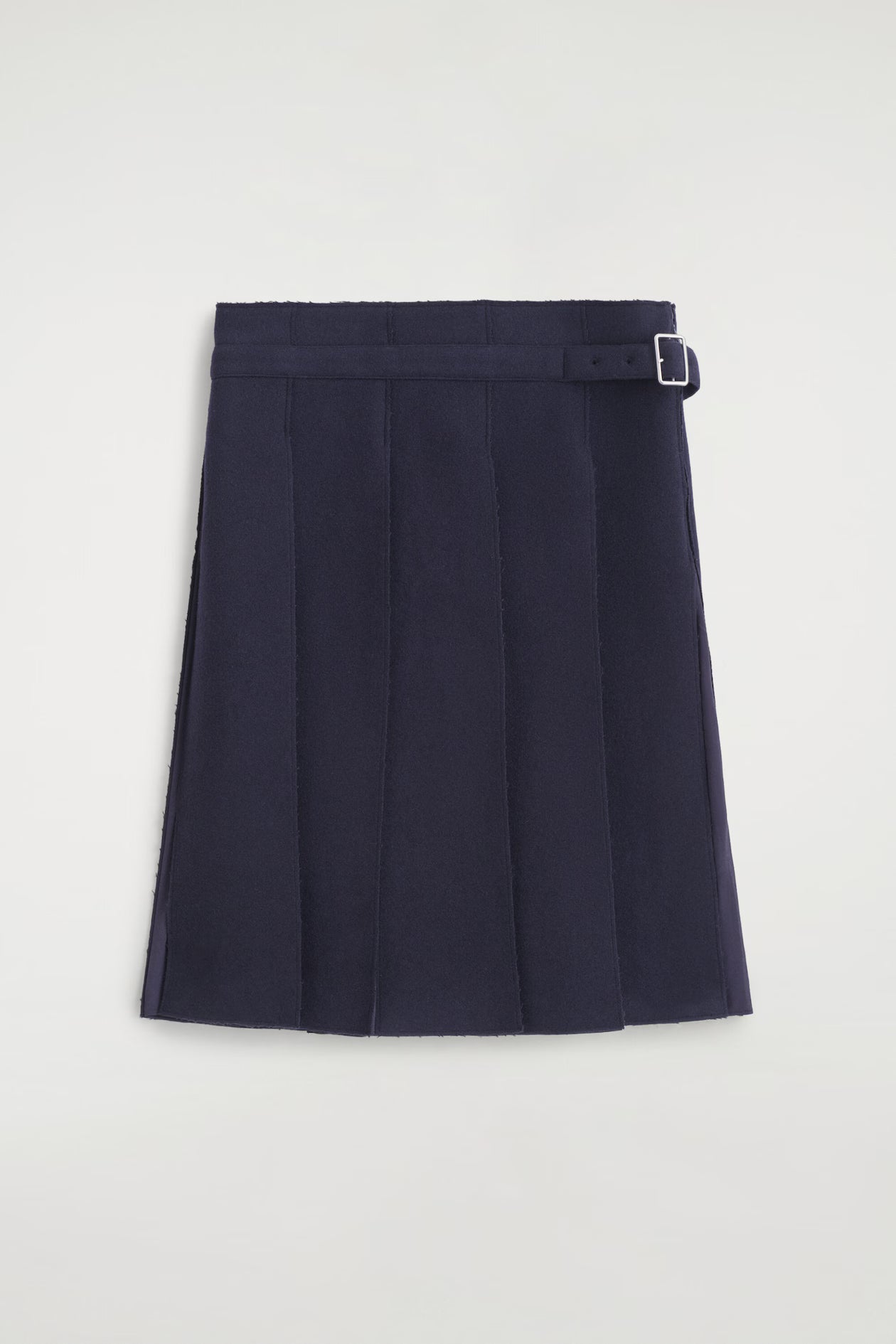 Belted Pleated Wool-Blend Skirt