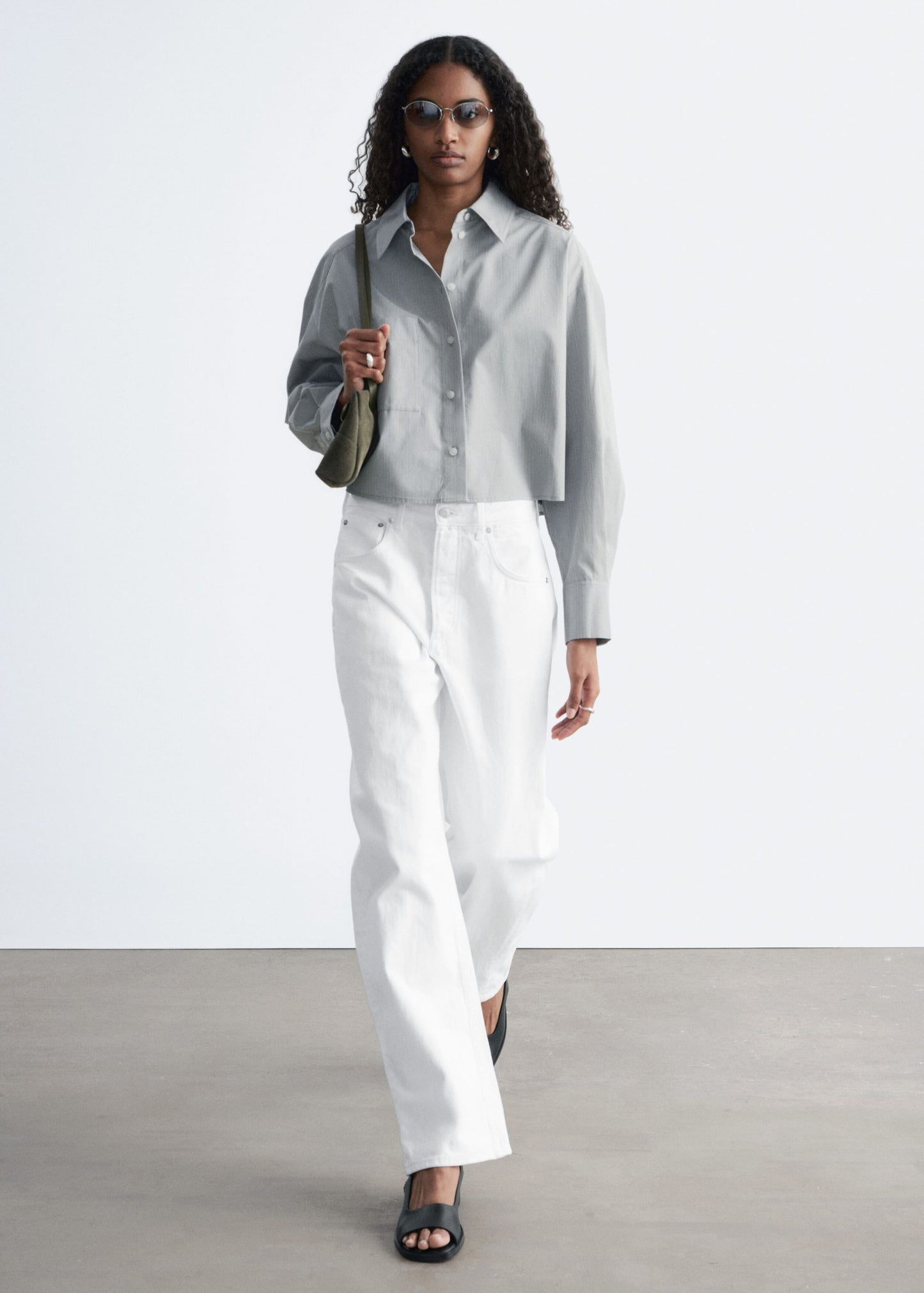 Cropped Oversized Cotton Shirt