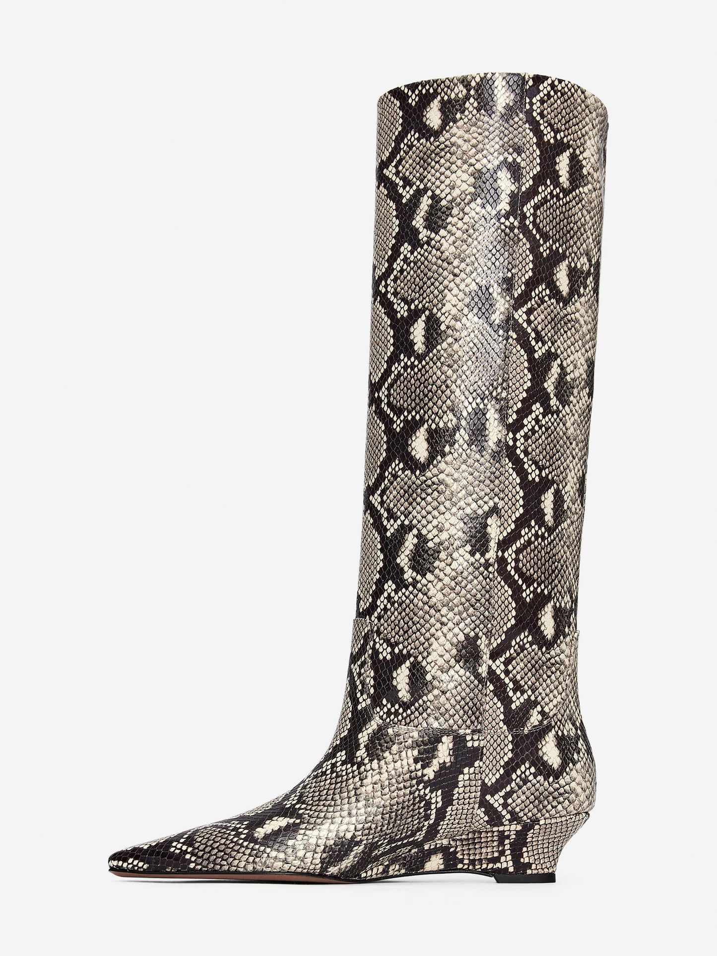 Wedge-Heel Leather Boots