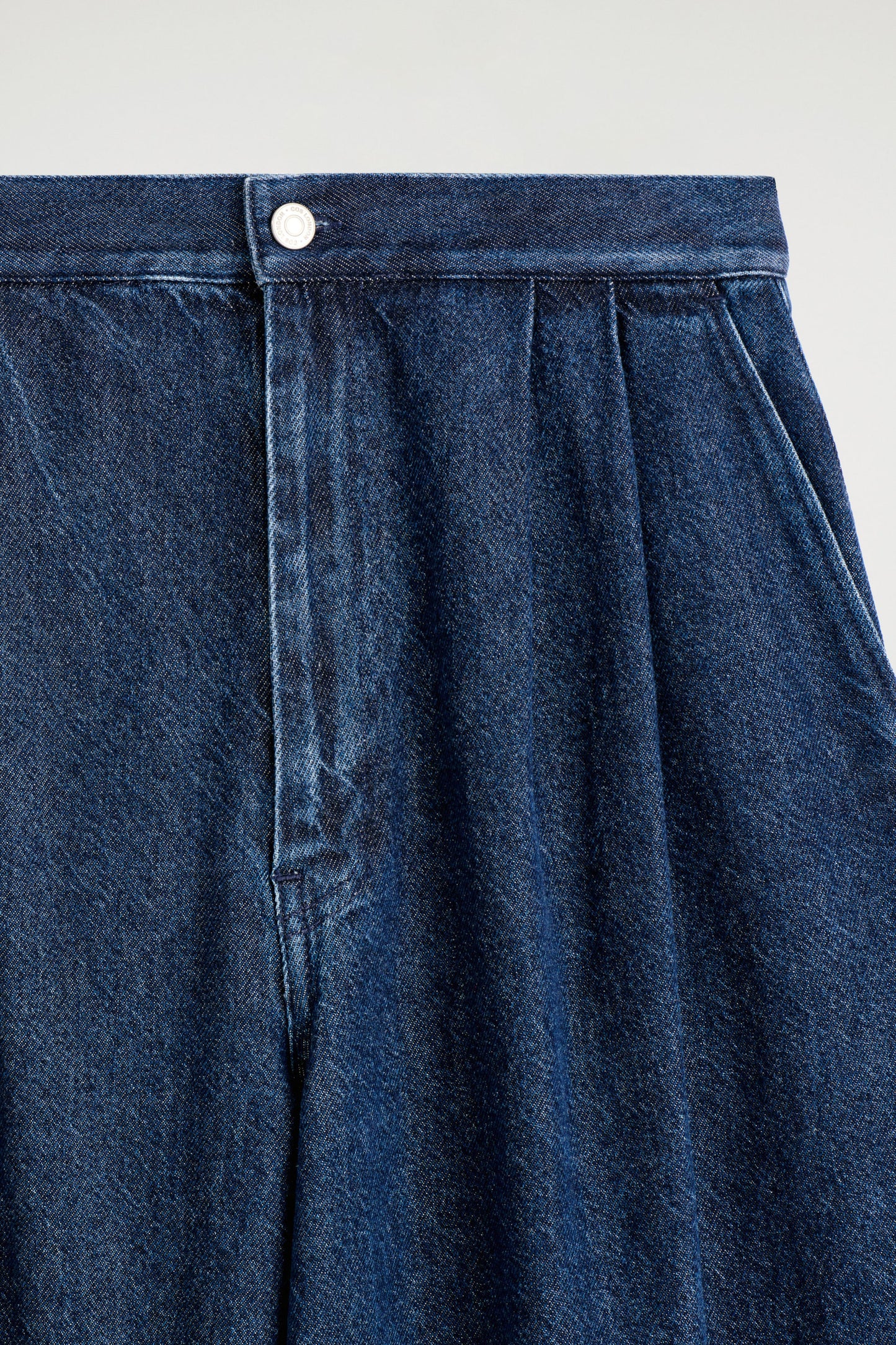 Pleated Wide-Leg Denim Trousers