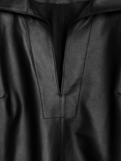 Open-Collar Leather Dress