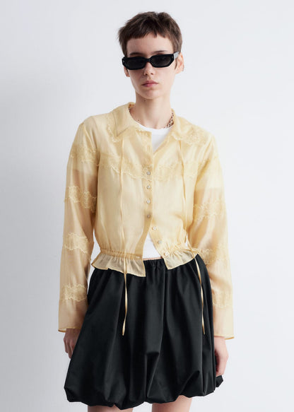 Long-Sleeve Lace Blouse