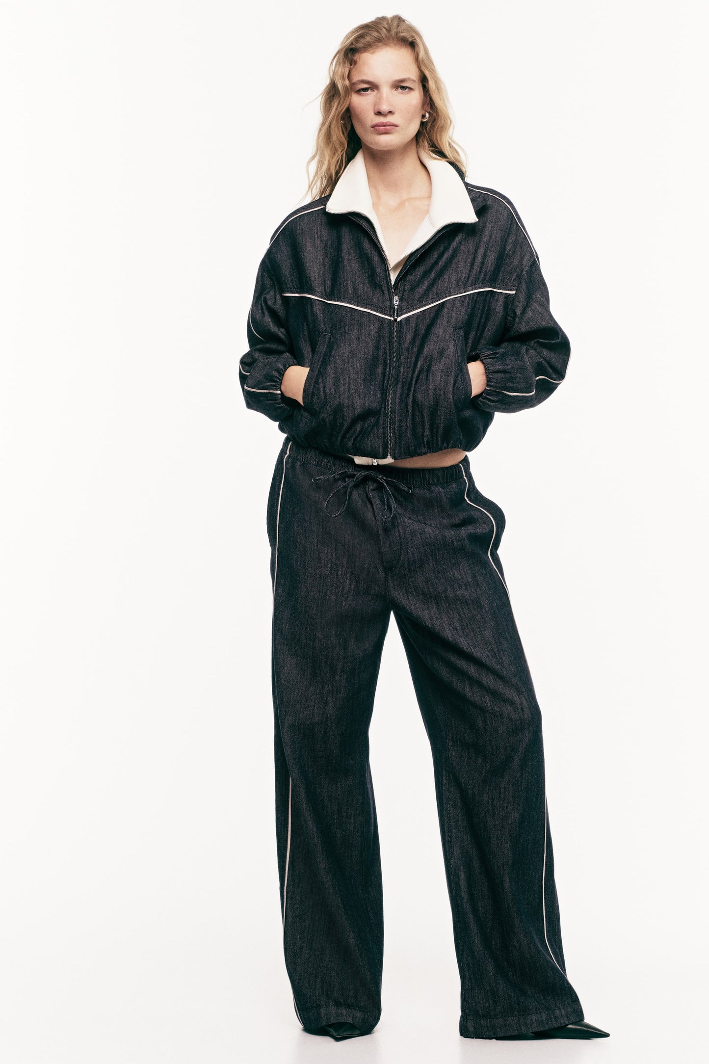 Denim drawstring trousers