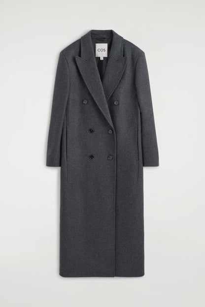 Tailored Wool-Blend Double-Breasted Coat