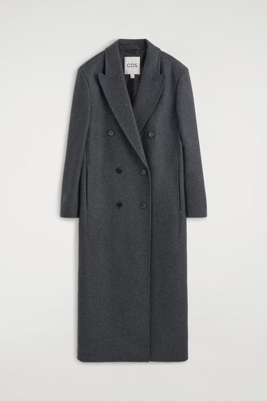 Tailored Wool-Blend Double-Breasted Coat