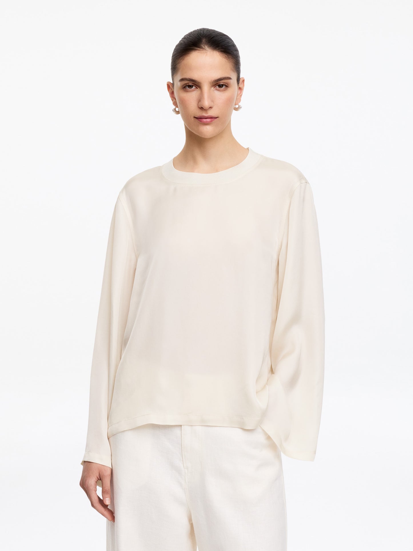 Long-Sleeve Satin Top