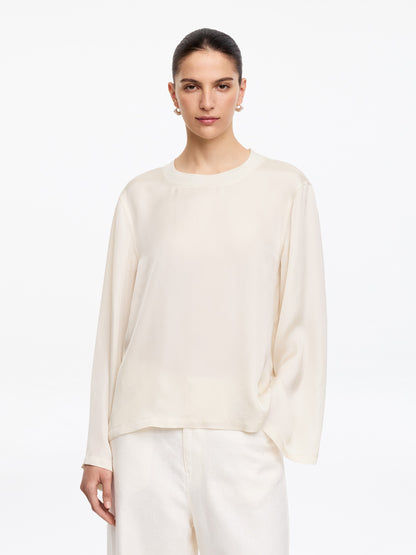 Long-Sleeve Satin Top