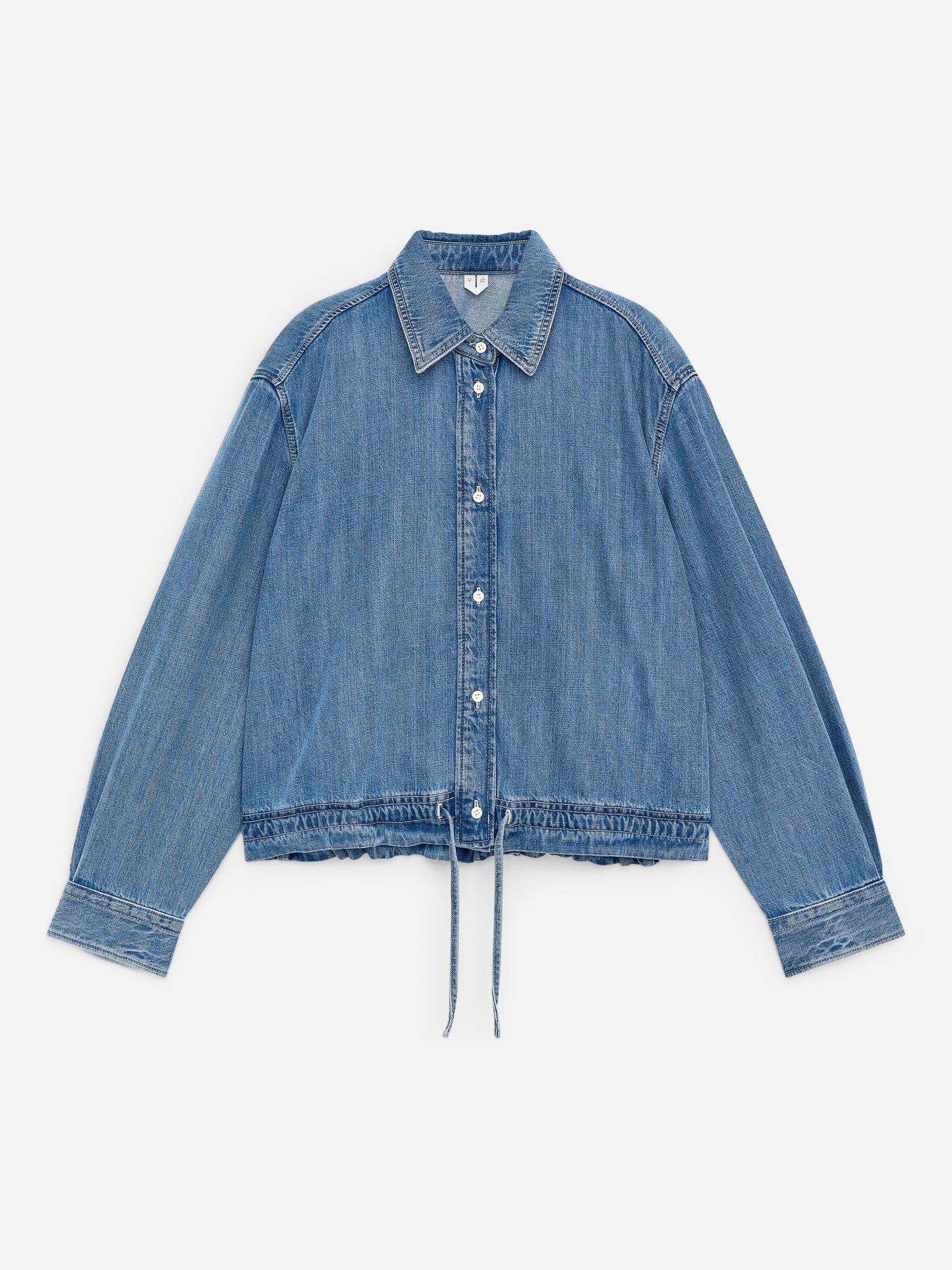 Drawstring Denim Blouse