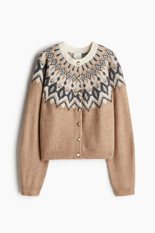 Jacquard-knit cardigan