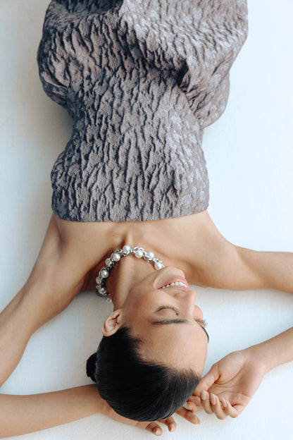 Jacquard-weave bandeau dress