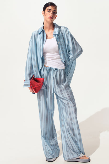Striped Wide drawstring trousers
