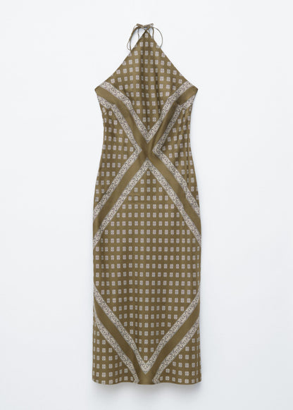 Silk Halterneck Midi Dress