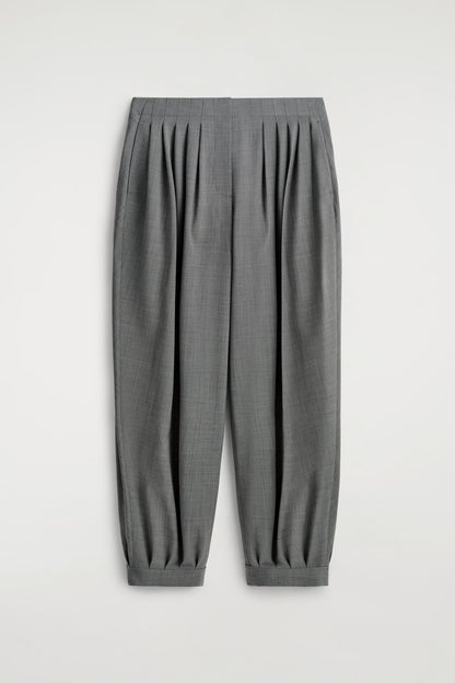 Pleated Wool-Blend Balloon-Leg Trousers
