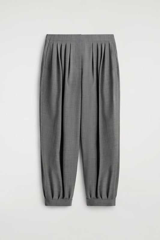 Pleated Wool-Blend Balloon-Leg Trousers