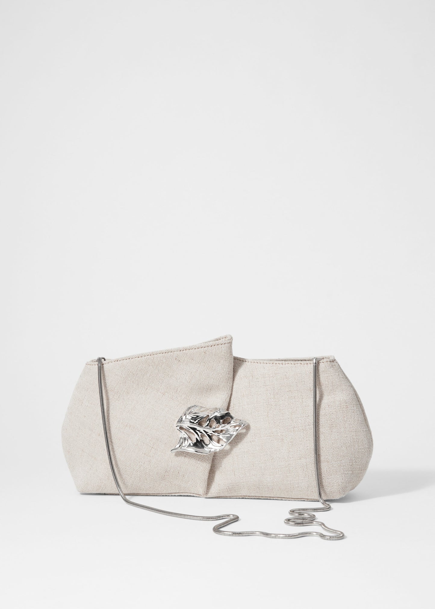 Leaf-Brooch Canvas Clutch