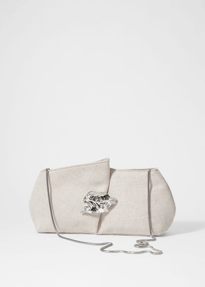 Leaf-Brooch Canvas Clutch