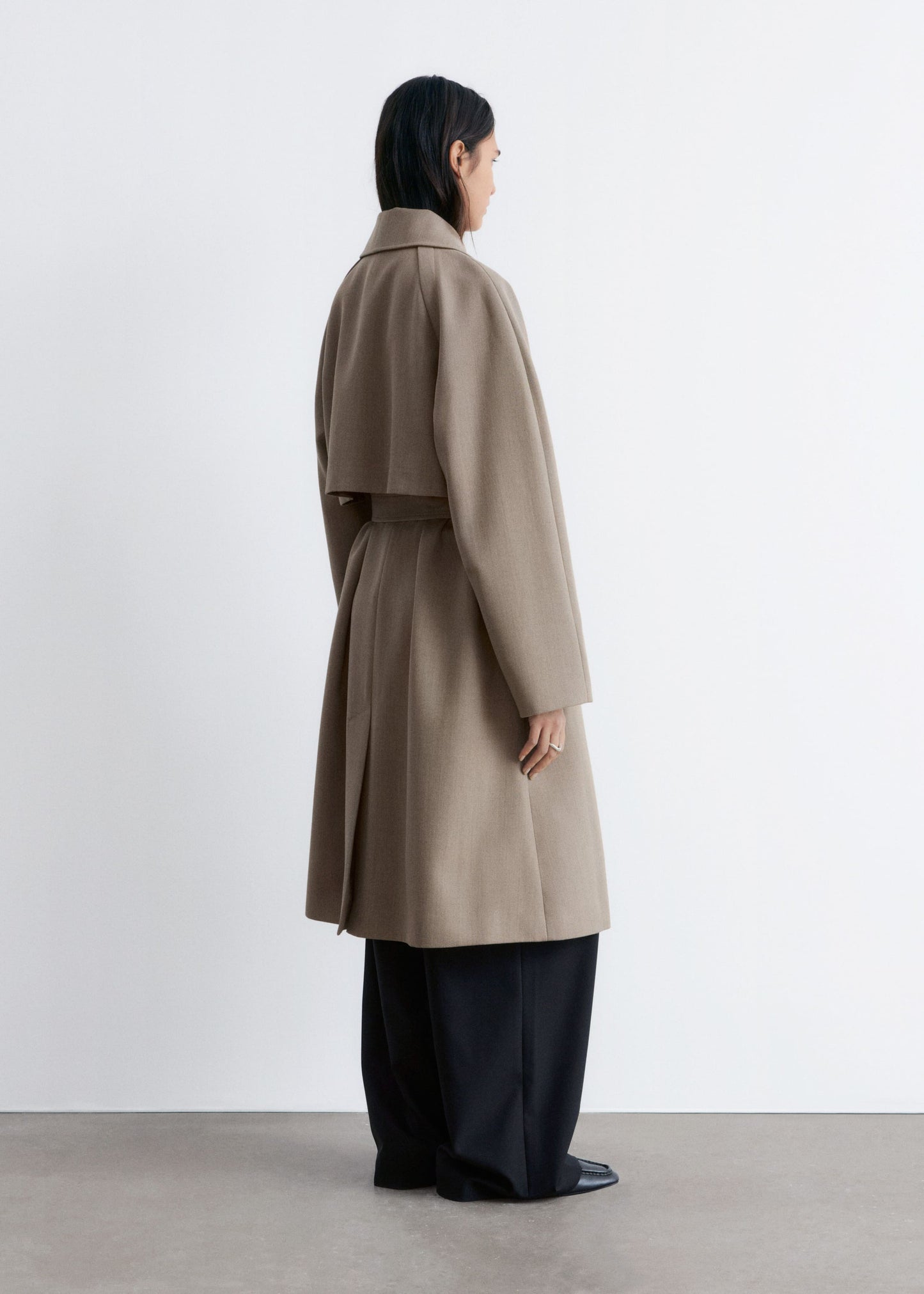 Tie-Belt Wool Trench Coat