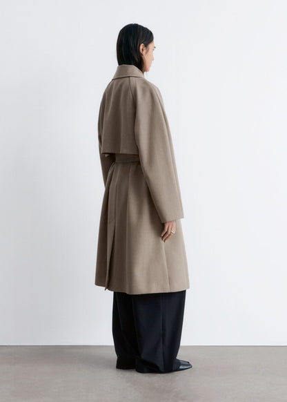 Tie-Belt Wool Trench Coat