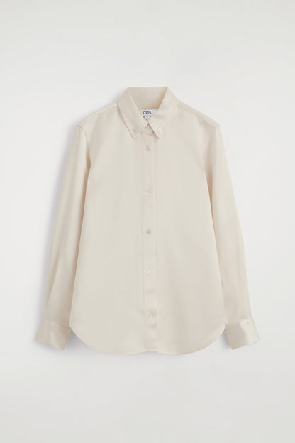 Button-Down Collar Satin Shirt