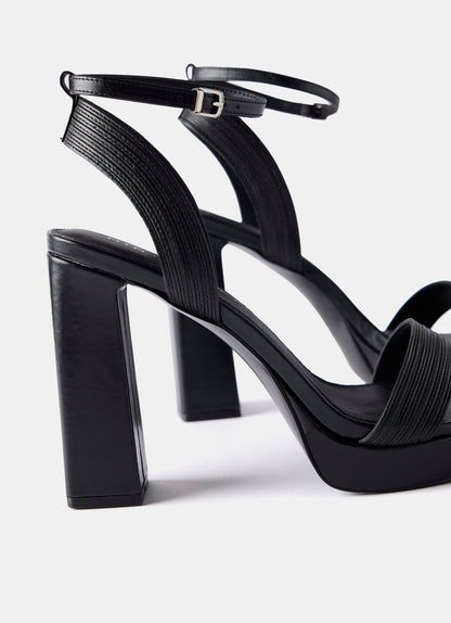 Black Platform Heeled Sandals