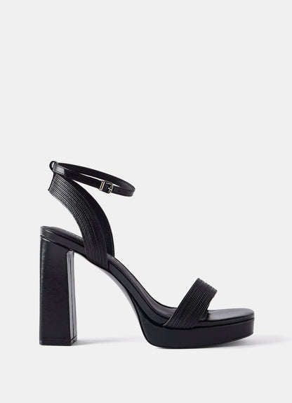 Black Platform Heeled Sandals