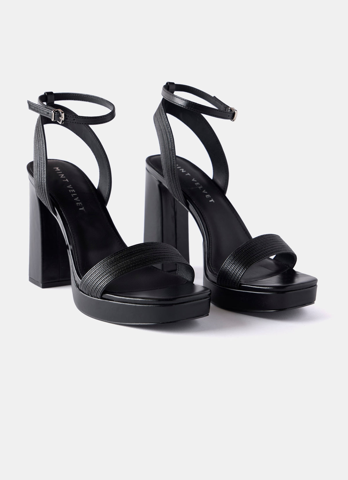 Black Platform Heeled Sandals