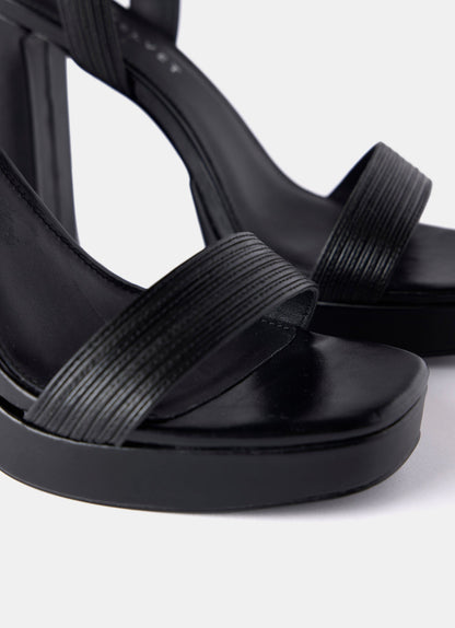 Black Platform Heeled Sandals