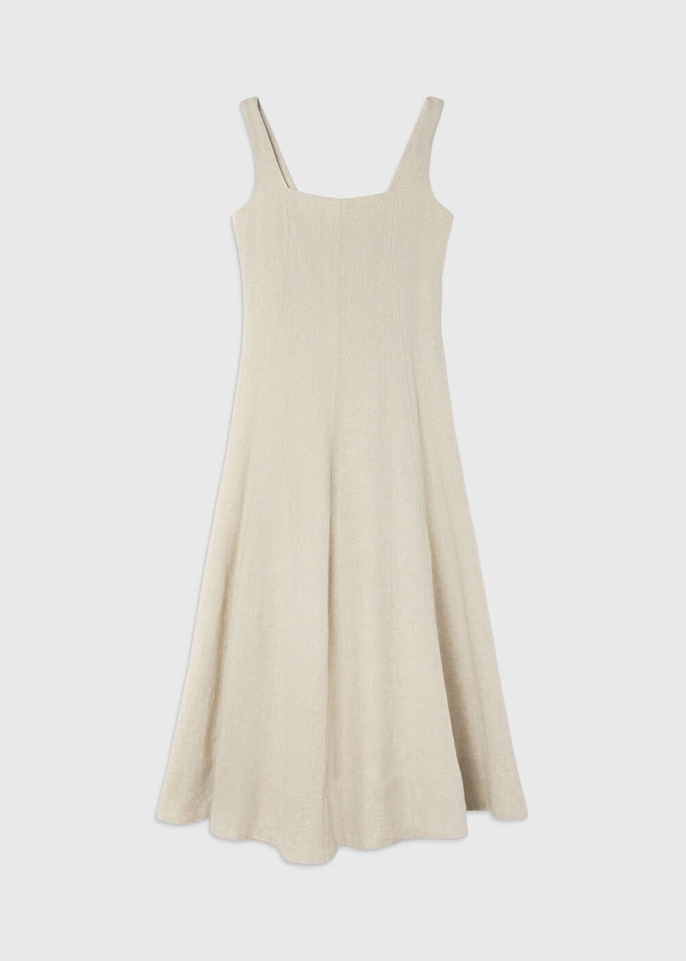 Oatmeal Fit And Flare Linen Dress