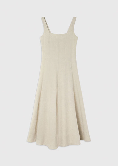 Oatmeal Fit And Flare Linen Dress