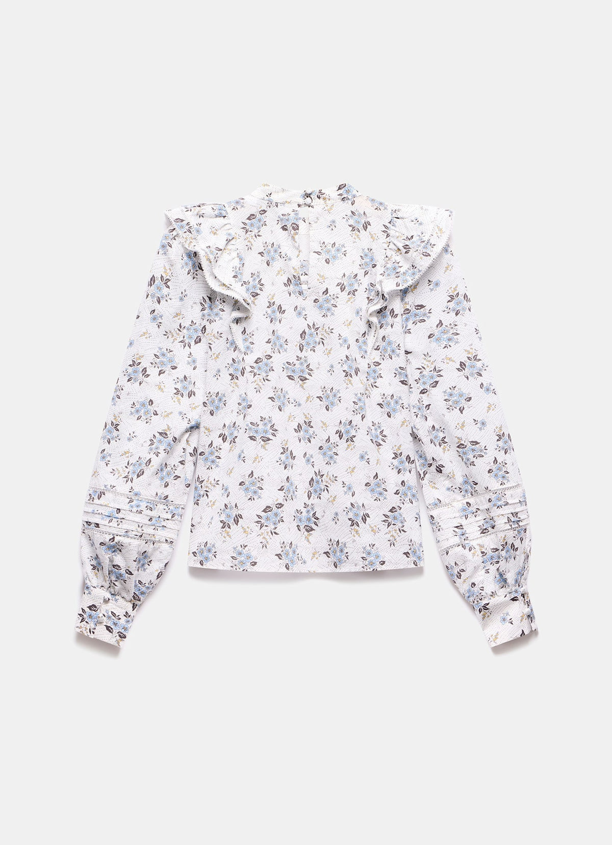 White Floral Print Cotton Blouse