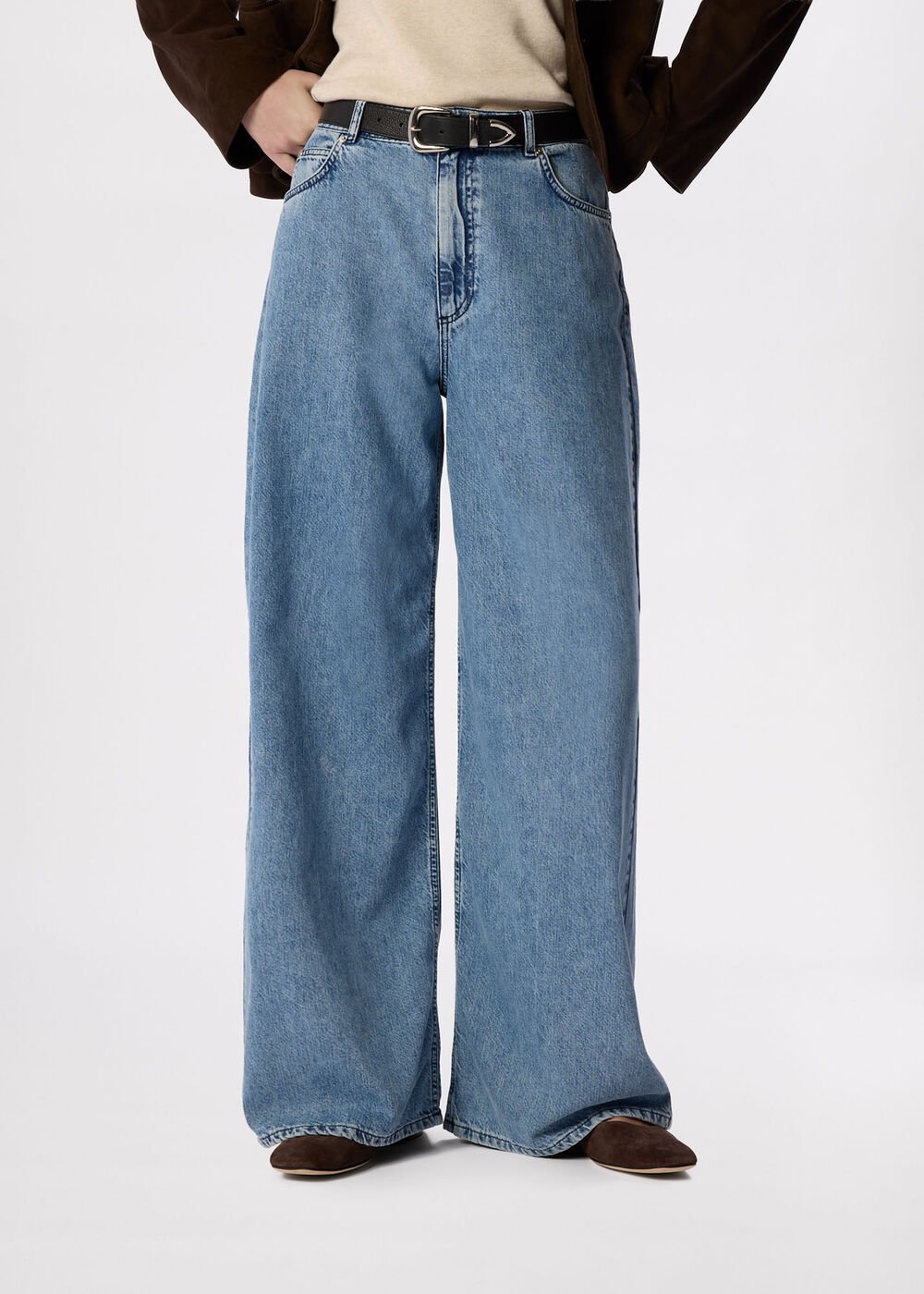 Light Wash Full Length Wide Leg Jean