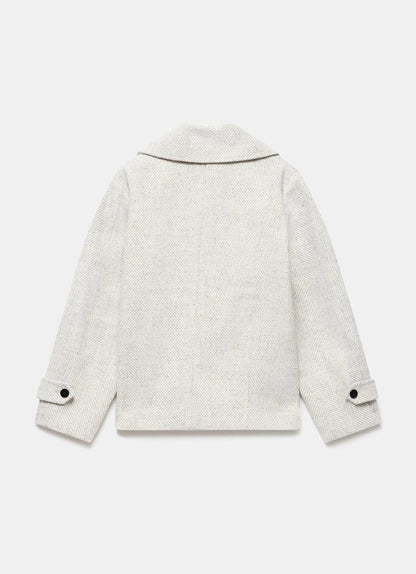 Grey Double Breasted Textured Jacket