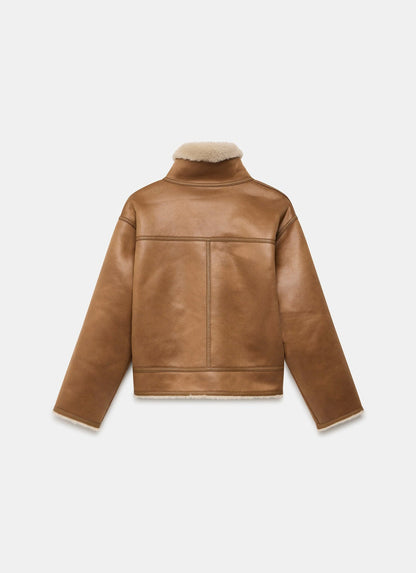 Neutral Funnel Neck Borg Jacket