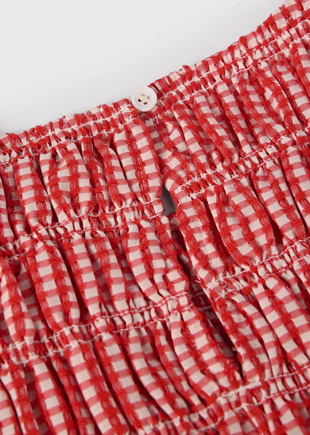 Red/White Gingham Shirred Top