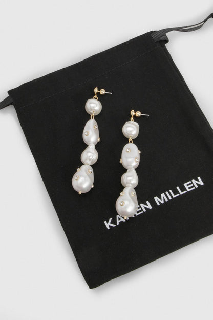 Pearl Diamante Drop Earrings