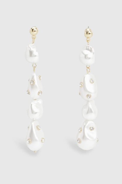 Pearl Diamante Drop Earrings
