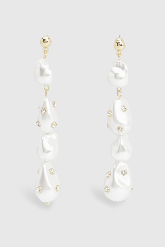 Pearl Diamante Drop Earrings